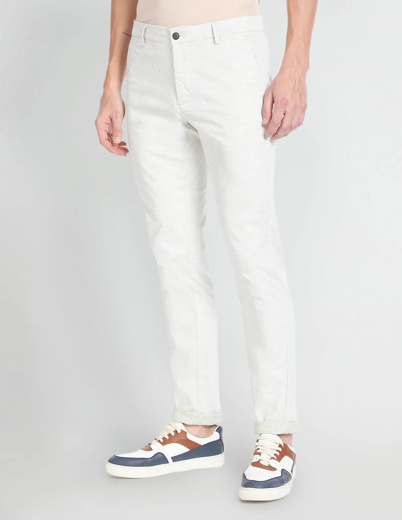 Arrow Light Green Low Rise Smart Flex Casual Trousers for Men | Best Price UAE