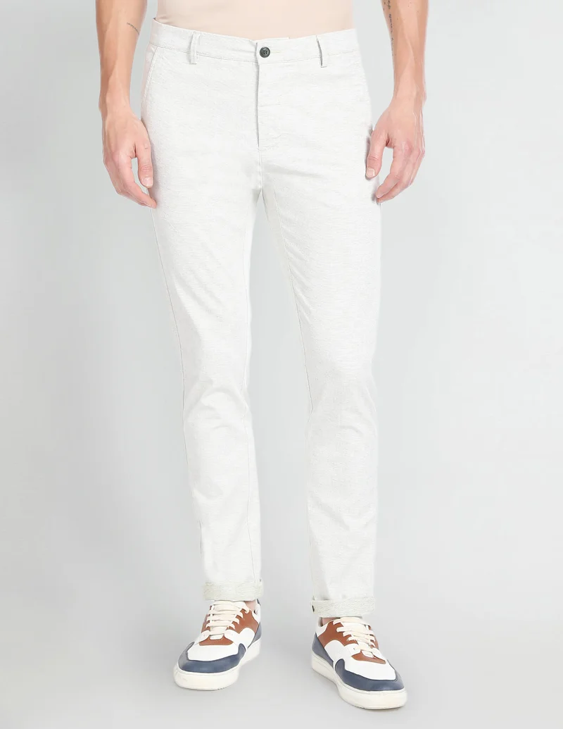 Arrow Light Green Low Rise Smart Flex Casual Trousers for Men | Best Price UAE