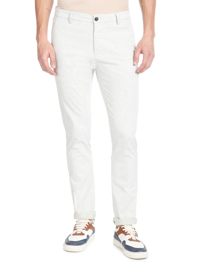 Arrow Light Green Low Rise Smart Flex Casual Trousers for Men | Best Price UAE
