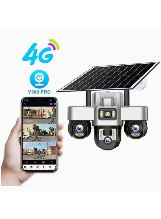 MOXOM V380 Pro 4G Solar Security Camera Outdoor PTZ, Triple Lens 360° WiFi Surveillance Camera with Night Vision, AI Motion Detection, Mobile App Control, IP66 Waterproof, Rechargeable Battery - Image 3