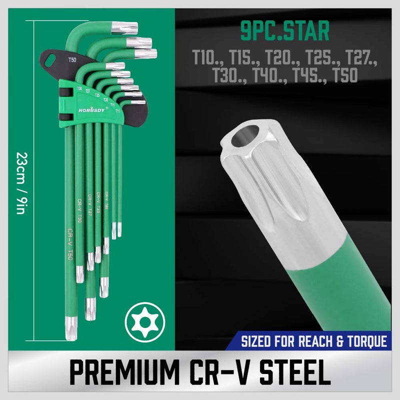 HORUSDY 37PCS Hex Key Allen Wrench Set, SAE & Metric Star Long Arm Ball End Hex Key Set, Industrial Grade Allen Wrench Set with Another Torque Handle - Image 4