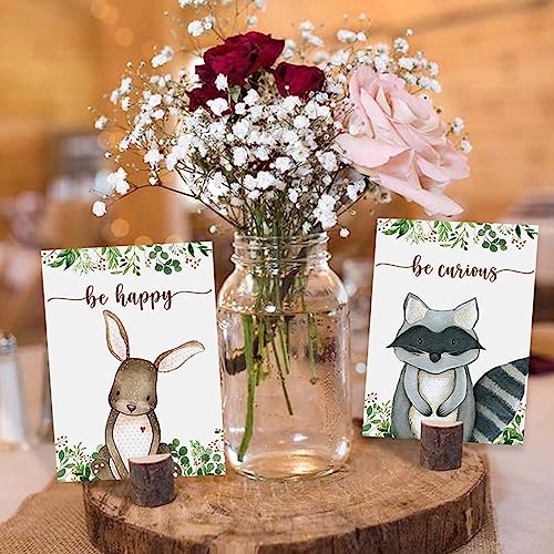 Buerhanerry 8Pcs Woodland Centerpieces and Wooden Stands, Woodland Animal Baby Shower for Table Decorations, Double Side Forest Themed Birthday Party Supplies, Wild One Birthday Party Decorations for Boys Girls - Image 5