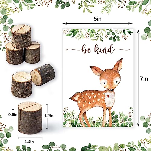 Buerhanerry 8Pcs Woodland Centerpieces and Wooden Stands, Woodland Animal Baby Shower for Table Decorations, Double Side Forest Themed Birthday Party Supplies, Wild One Birthday Party Decorations for Boys Girls - Image 3