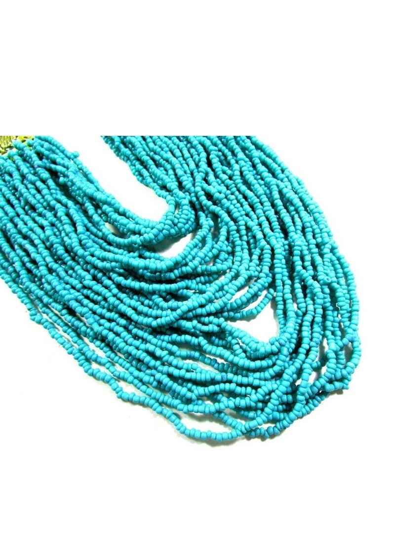 عقد هندي هاند ميد من الخرز الطبيعي – | مطعّم بـ 2 دلاية من العظم الطبيعي محفور يدويًا | طول 50 سم مع قفل نحاسي - Image 4