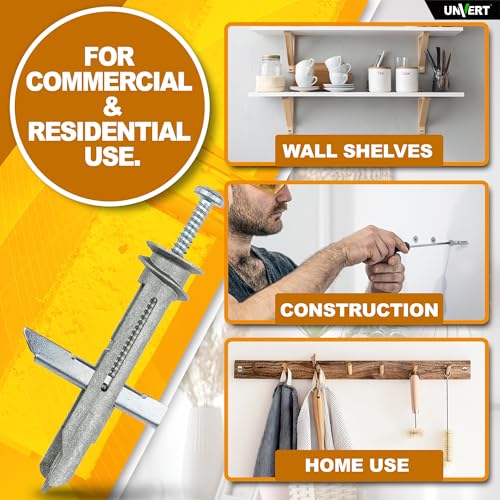 UNVERT Self-Drilling Drywall Anchor Toggle Kit, Heavy Duty Wall Ancor with Zinc Phillip Screws #8 x 2-1/4 - Holds Up to 100 Lb. (25 Pack) - Image 5