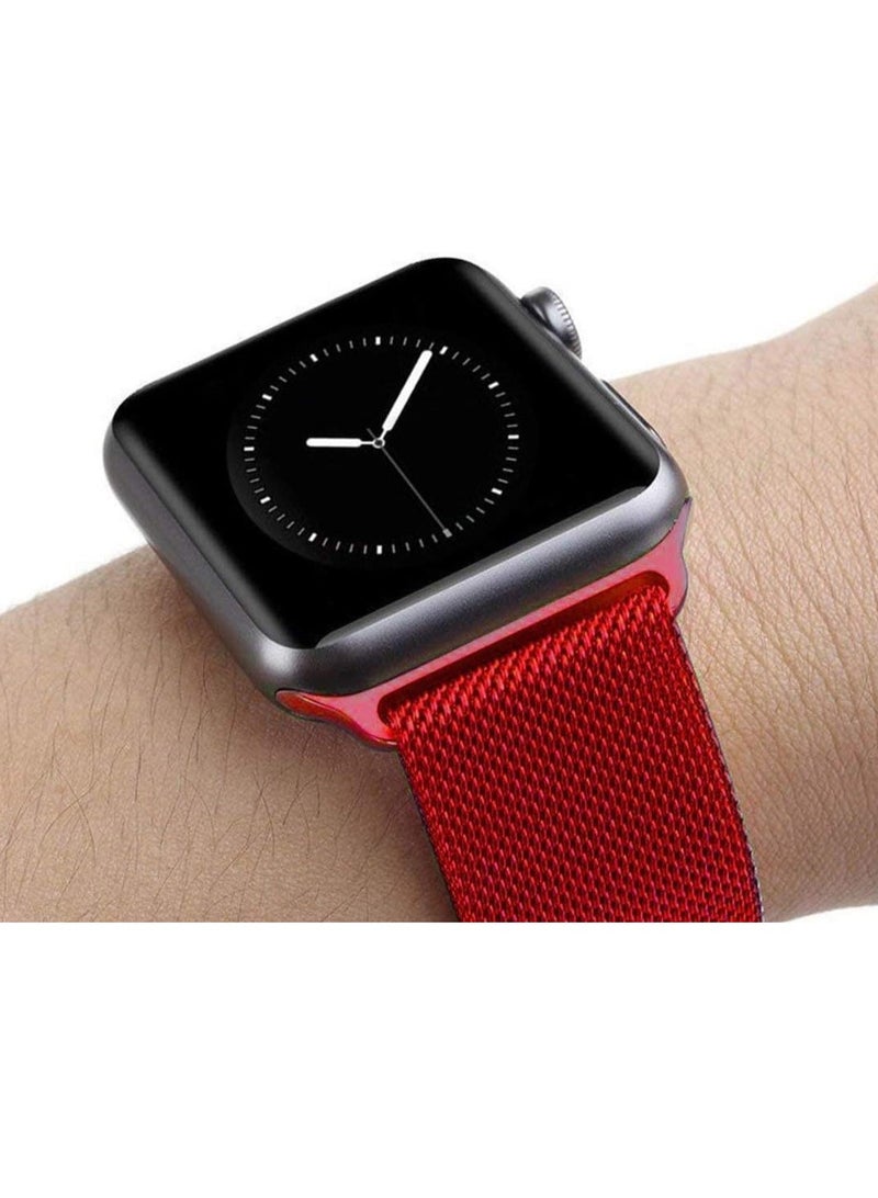 VITION Metal Magnetic Band for Apple Watch Milanese Loop 42mm 44mm 45mm, Stainless Steel Alloy Mesh Replacement Watch Strap for iWatch Series 7/SE/6/5/4/3/2/1 (Dark Red) - Image 3