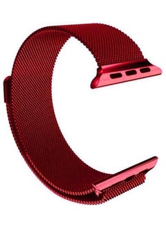 Metal Magnetic Band for Apple Watch Milanese Loop 42mm 44mm 45mm, Stainless Steel Alloy Mesh Replacement Watch Strap for iWatch Series 7/SE/6/5/4/3/2/1 (Dark Red)