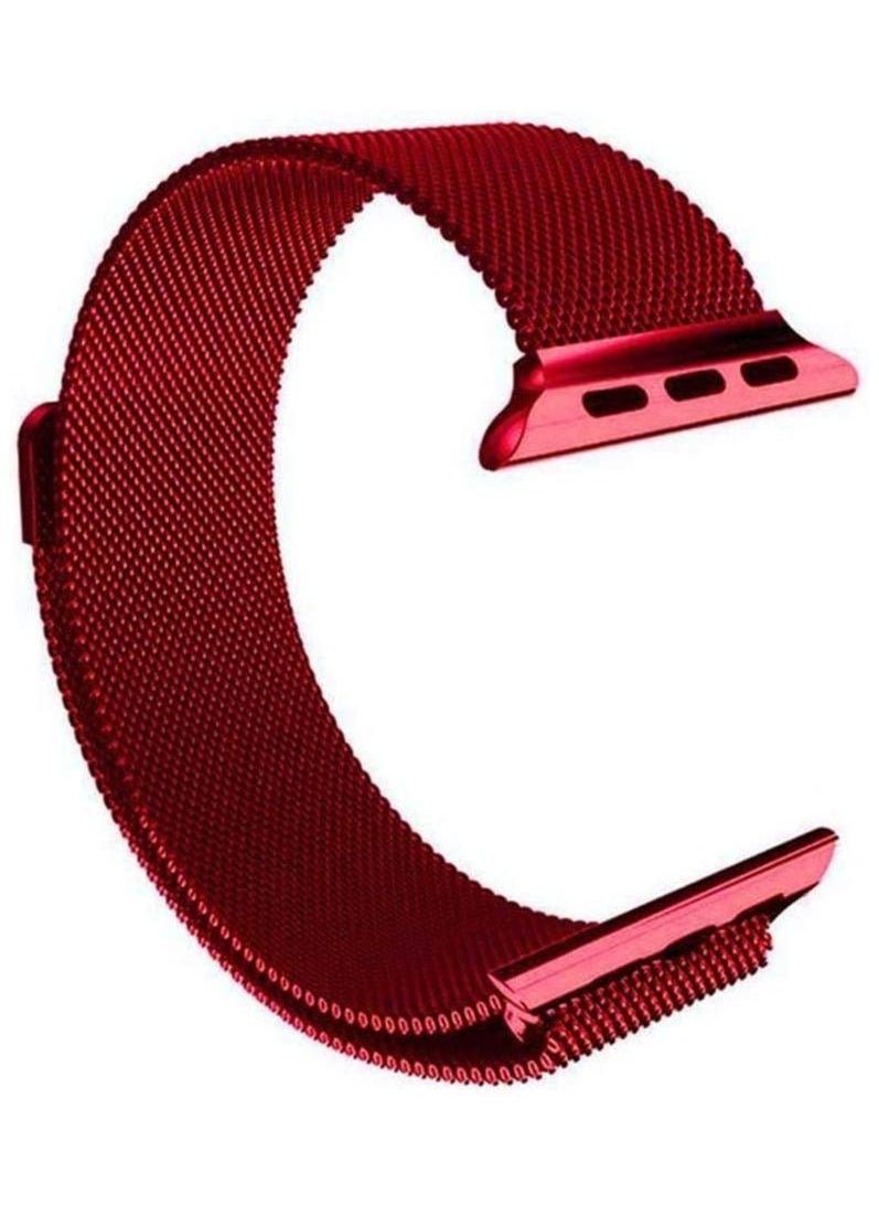 VITION - Metal Magnetic Band for Apple Watch Milanese Loop 42mm 44mm 45mm, Stainless Steel Alloy Mesh Replacement Watch Strap for iWatch Series 7/SE/6/5/4/3/2/1 (Dark Red) - Image 1