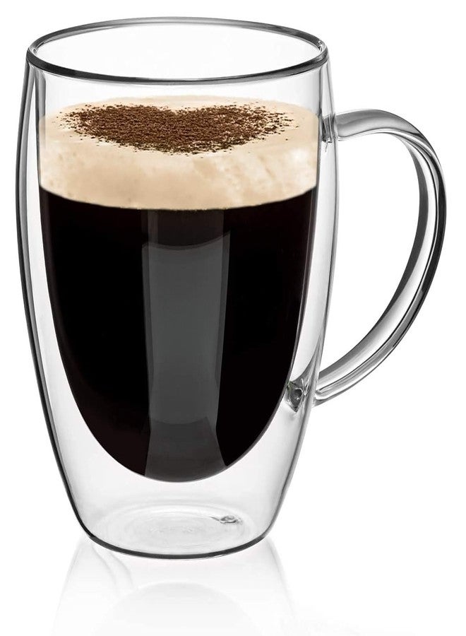 VILON 12.5 oz (410ml) Double Wall Glass Coffee Mugs - Set of 2 | Insulated Cups for Espresso, Latte, Cappuccino, Tea & Hot/Cold Beverages - Image 1