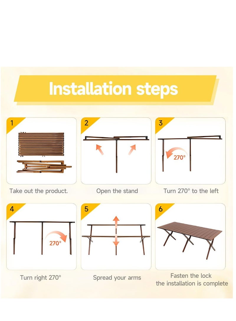 اكسيسن طاولة تخييم قابلة للطي، طاولة تخييم خفيفة الوزن، طاولة نزهة محمولة مع حقيبة حمل للساحات الخلفية للشاطئ في الهواء الطلق - Image 5