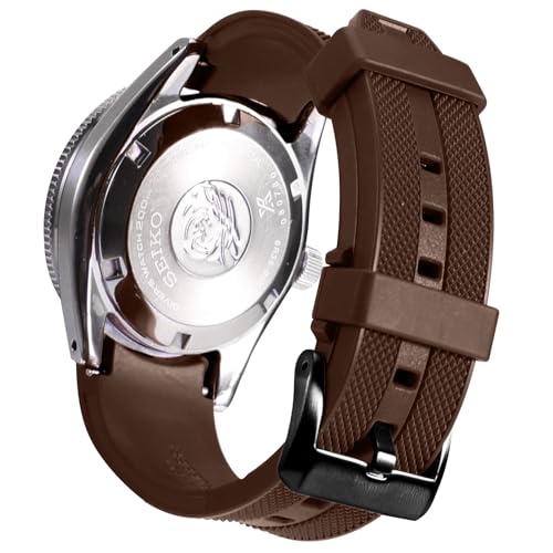 INO Design StrapXPro(SPX1C) 20mm Watch Bands Men's Rubber Curved-End Watch Strap Replacement for Seiko Prospex 62MAS Modern Reinterpretation SPB/SBDC Series & Limited Edition Series Dive Watches SPB143, SPB239, SBDC103, SPB421,SLA067, etc. (Dark Brown) - Image 1