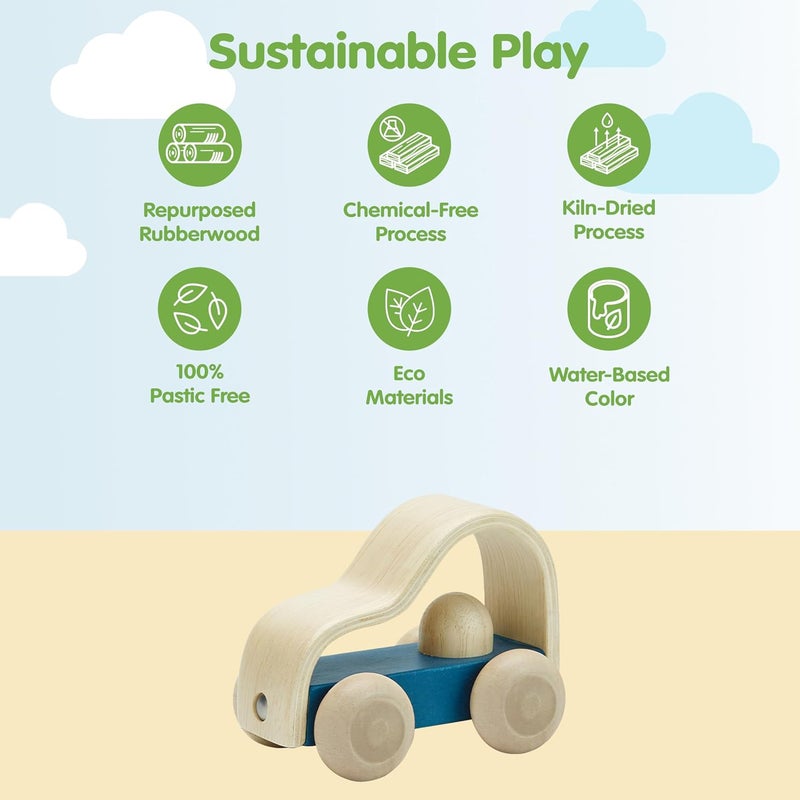 PlanToys Vroom Truck Wooden Push Toy for Toddlers - Montessori Rolling Car for Kids - Image 3
