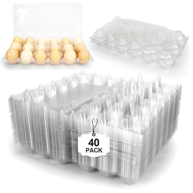Pintuson Egg Cartons 18 Count  40 Pack Egg Cartons Cheap Bulk  3x6 Grids Plastic Egg Carton for Fresh Eggs Home Farmers Market Medium