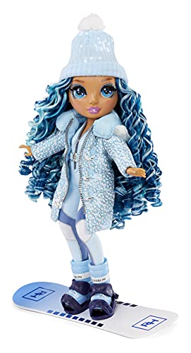 Rainbow High Winter Break Skyler Bradshaw – Blue Fashion Doll and Playset with 2 Designer Outfits, Snowboard Accessories - Image 3