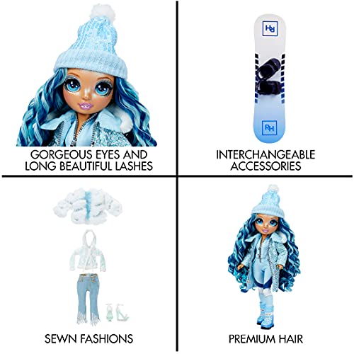 Rainbow High Winter Break Skyler Bradshaw – Blue Fashion Doll and Playset with 2 Designer Outfits, Snowboard Accessories - Image 5