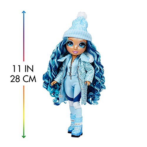 Rainbow High Winter Break Skyler Bradshaw – Blue Fashion Doll and Playset with 2 Designer Outfits, Snowboard Accessories - Image 4
