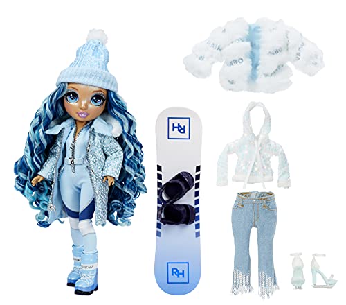 Rainbow High Winter Break Skyler Bradshaw – Blue Fashion Doll and Playset with 2 Designer Outfits, Snowboard Accessories - Image 2