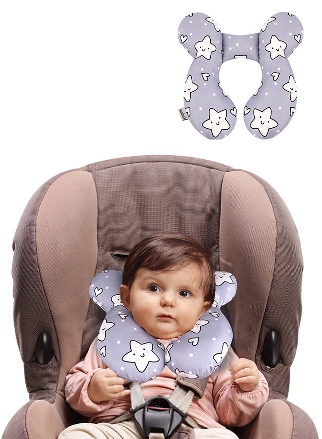 Baby Travel Pillow, Baby Pillow for Head and Neck, Upgraded Baby Support Pillow, Baby Neck Pillows for Car Seat,Pushchair,Travel,Star - Image 1