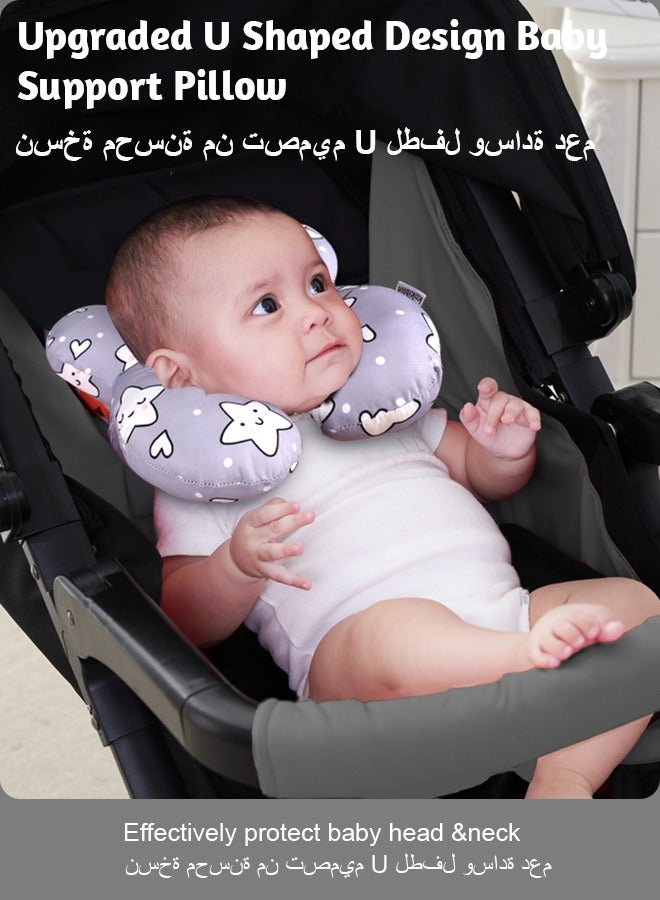 Baby Travel Pillow, Baby Pillow for Head and Neck, Upgraded Baby Support Pillow, Baby Neck Pillows for Car Seat,Pushchair,Travel,Star - Image 2