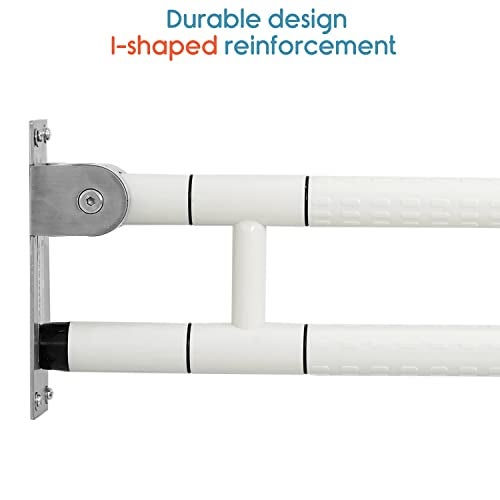 KosmoCare Wall Mounted Flip up Stainless Steel 304 Grab Bar Rails with Anti-Slip Nylon Grip - 24 inches | Toilet Handrails Bathroom Safety Bar for The Elderly, Pregnant Women and Handicap - Image 3