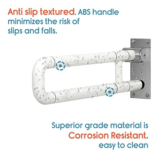 KosmoCare Wall Mounted Flip up Stainless Steel 304 Grab Bar Rails with Anti-Slip Nylon Grip - 24 inches | Toilet Handrails Bathroom Safety Bar for The Elderly, Pregnant Women and Handicap - Image 2