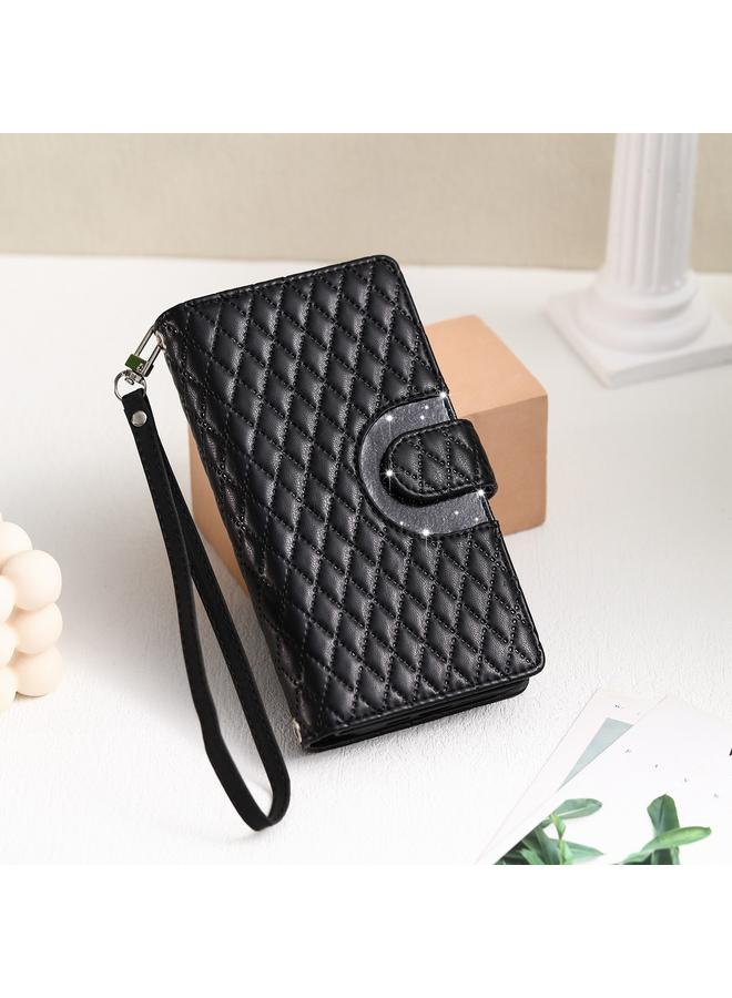 Zaboon Case For iPhone 11 Pro Glitter Lattice Zipper Wallet Leather Phone Case - Image 2