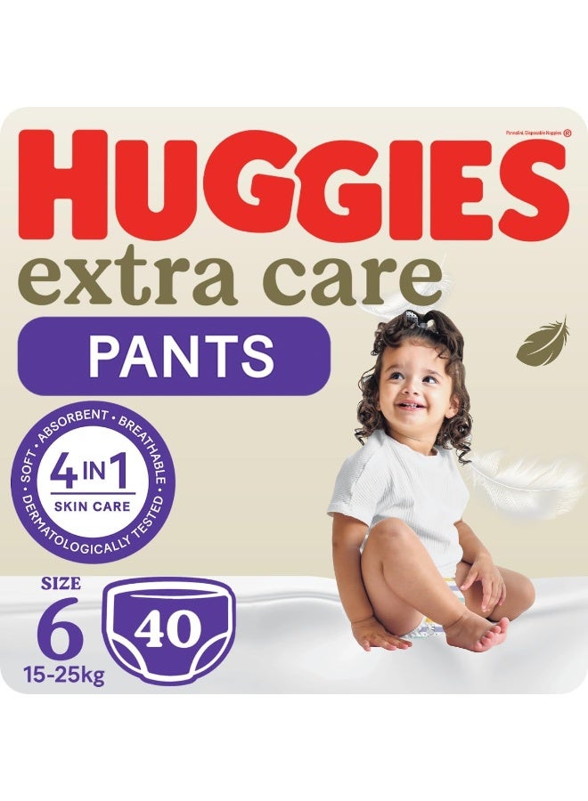 هجيز حفاضات العناية الإضافية، مقاس 6 (15-25 كجم)، عبوة جامبو، 40 حفاضة مع منتجات العناية بالبشرة 4 في 1 - Image 1