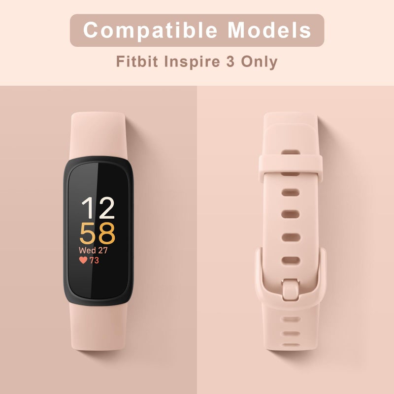 Meliya for Fitbit Inspire 3 Bands Women Men, Soft Silicone Adjustable Wristband Replacement Sport Straps Compatible with Fitbit Inspire 3 Fitness Tracker (Light Pink) - Image 4