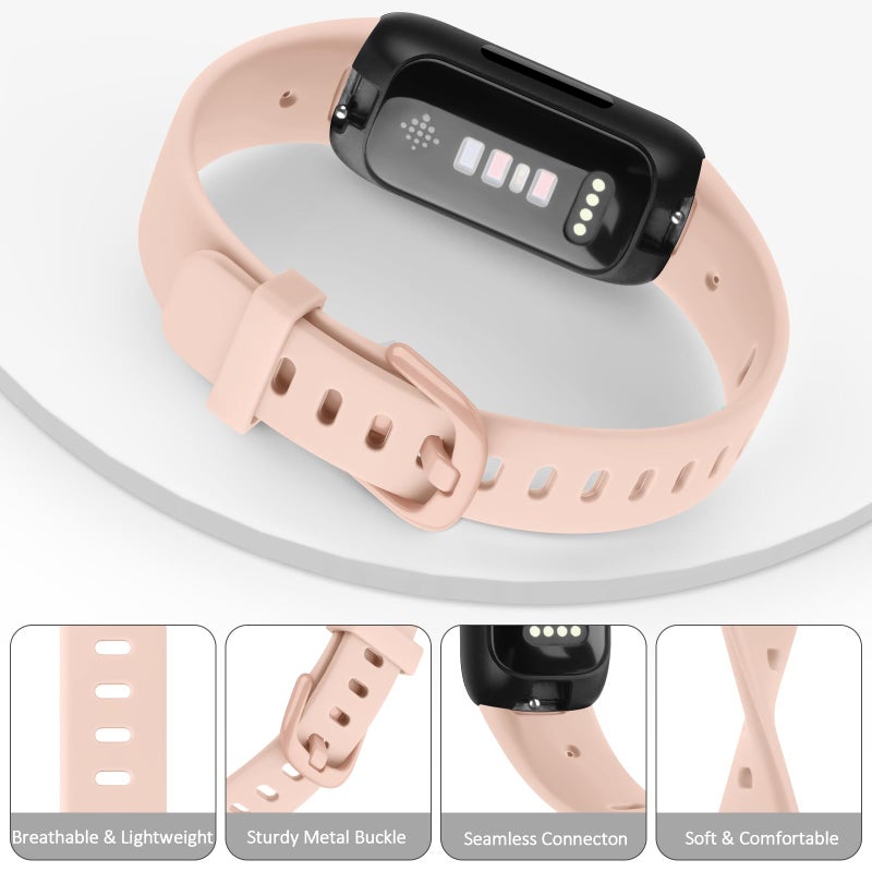 Meliya for Fitbit Inspire 3 Bands Women Men, Soft Silicone Adjustable Wristband Replacement Sport Straps Compatible with Fitbit Inspire 3 Fitness Tracker (Light Pink) - Image 3