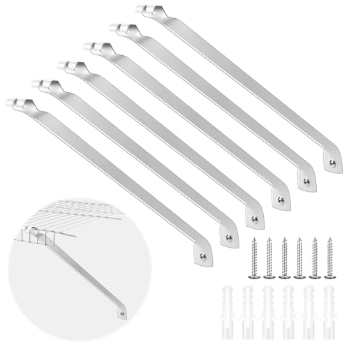 Innconee 6 Pcs Support Brackets for 12in Wide Shelving Wire Wire Shelf Brackets Closet Rod Bracket Closet Support Bracket with Anchors and Pins for Installation Wires Shelving Supports Closets - Image 1