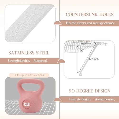 Innconee 6 Pcs Support Brackets for 12in Wide Shelving Wire Wire Shelf Brackets Closet Rod Bracket Closet Support Bracket with Anchors and Pins for Installation Wires Shelving Supports Closets - Image 3