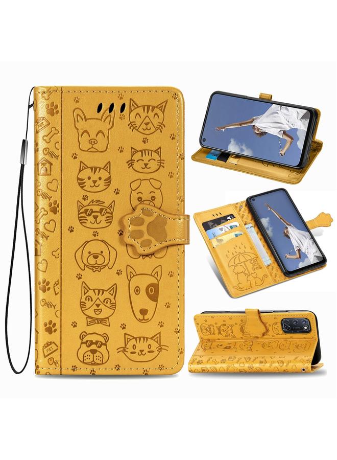 S-TOP Case For OPPO A52/A72/A92 Cute Cat and Dog Embossed Horizontal Flip Leather Case with Bracket / Card Slot / Wallet / Lanyard - Image 1