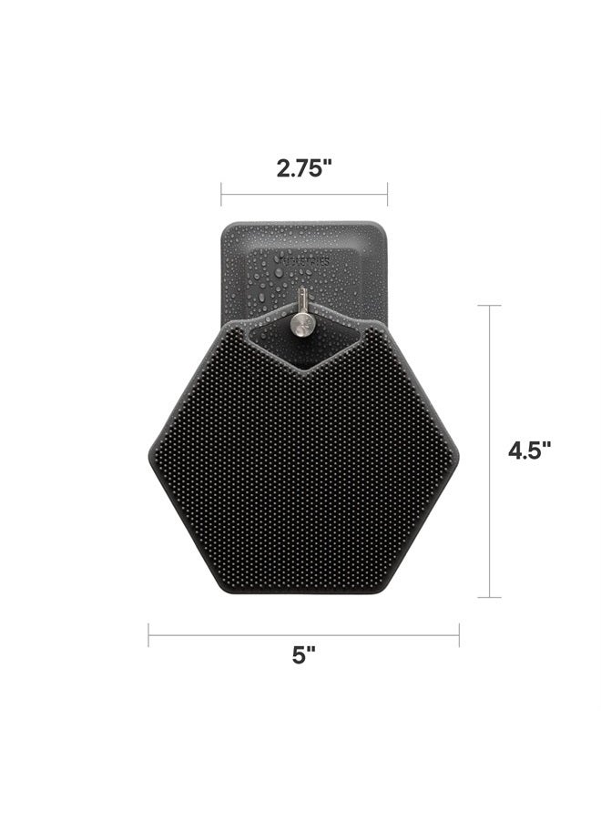 TOOLETRIES Body Scrubber & Storage Hook - 100% Silicone Scrubber for Deep Cleaning & Exfoliating Your Skin - Long Lasting Easy to Clean - Charcoal - Image 4