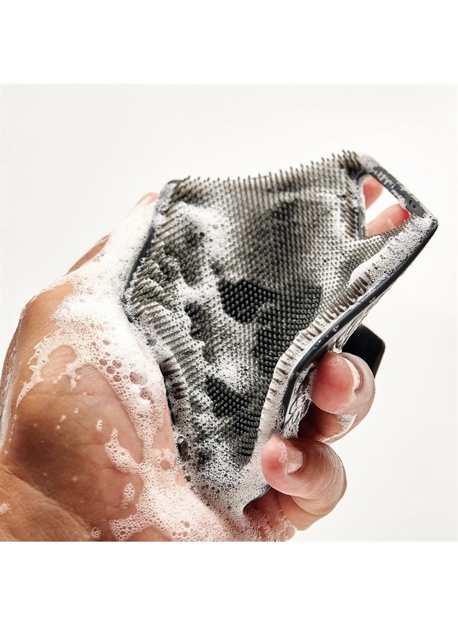 TOOLETRIES Body Scrubber & Storage Hook - 100% Silicone Scrubber for Deep Cleaning & Exfoliating Your Skin - Long Lasting Easy to Clean - Charcoal - Image 2