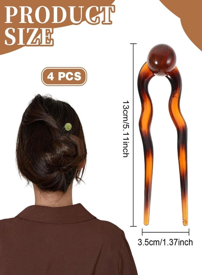 Melodio 4PCS U-shaped Hair Pins, French Twist Hair Pin, French Hairpin, Fork, Updo Chignon Pins, Headpiece for Women, Long Hairstyle Accessories - Image 3