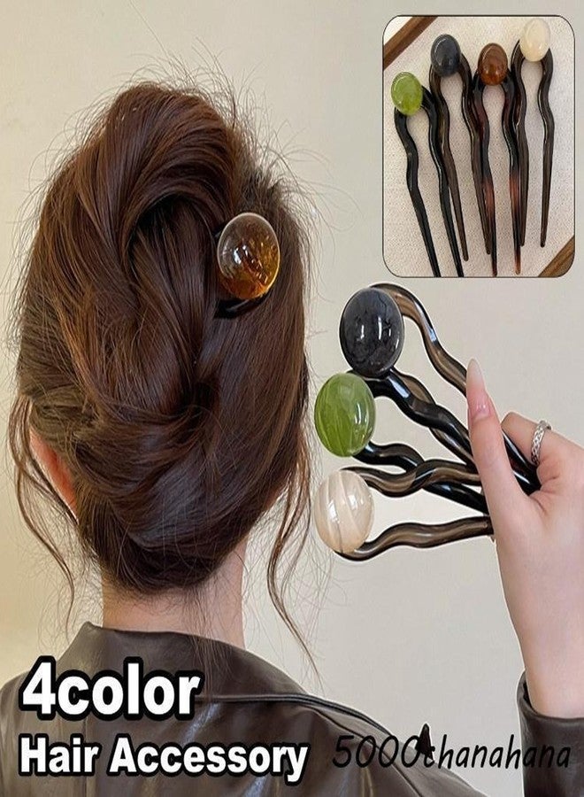 Melodio 4PCS U-shaped Hair Pins, French Twist Hair Pin, French Hairpin, Fork, Updo Chignon Pins, Headpiece for Women, Long Hairstyle Accessories - Image 2