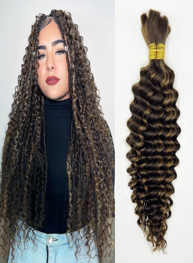 Sufeasdf Human Braiding Hair for Boho Braids Bulk Human Hair for Braiding Deep Wave Bulk Human Hair for Braiding No Weft (1 Pack-2 Bundles-100g) 100% Human Hair Bundles (4/30#, 20Inch) - Image 1