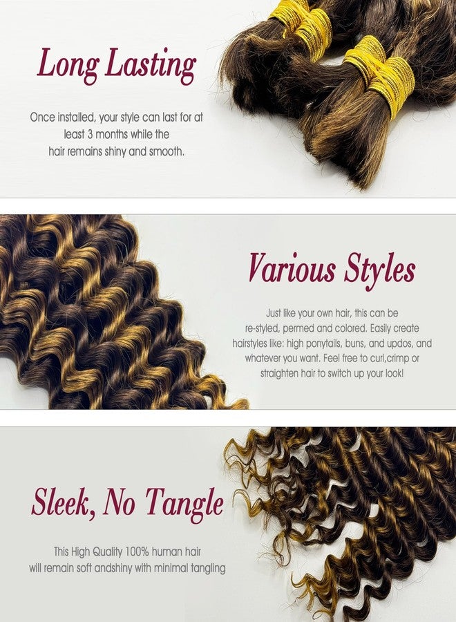Sufeasdf Human Braiding Hair for Boho Braids Bulk Human Hair for Braiding Deep Wave Bulk Human Hair for Braiding No Weft (1 Pack-2 Bundles-100g) 100% Human Hair Bundles (4/30#, 20Inch) - Image 2