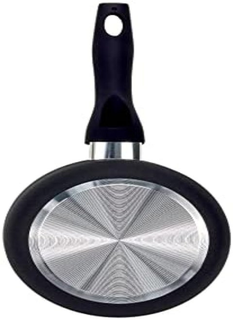 Beefit Sauce Pan With Glass Lid 16Cm Granite Coated Color, Aluminum Non-Stick Saucepan With Ceramic Coating Mini Cookware With Pour Spouts Frying Pans (Black)