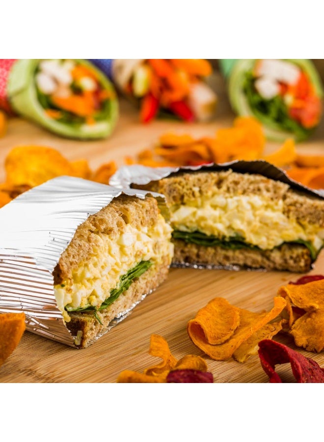 Restaurantware 12" x 12" Rippled Aluminum Foil Food Wrap and Fry Basket Liner: Perfect for Restaurant Take Out, Bakeries, and Food Trucks - Silver Foil Sandwich Wraps - 500-CT - Image 3