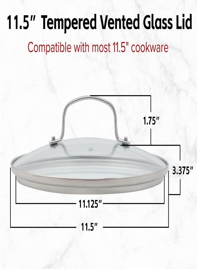 نيو ويف غطاء زجاجي مقوى بفتحات تهوية من نيوويف مقاس 11.5 بوصة، مقاوم للكسر، آمن للاستخدام في الفرن، آمن للاستخدام في غسالة الأطباق، حافة ومقبض من الفولاذ المقاوم للصدأ - Image 2