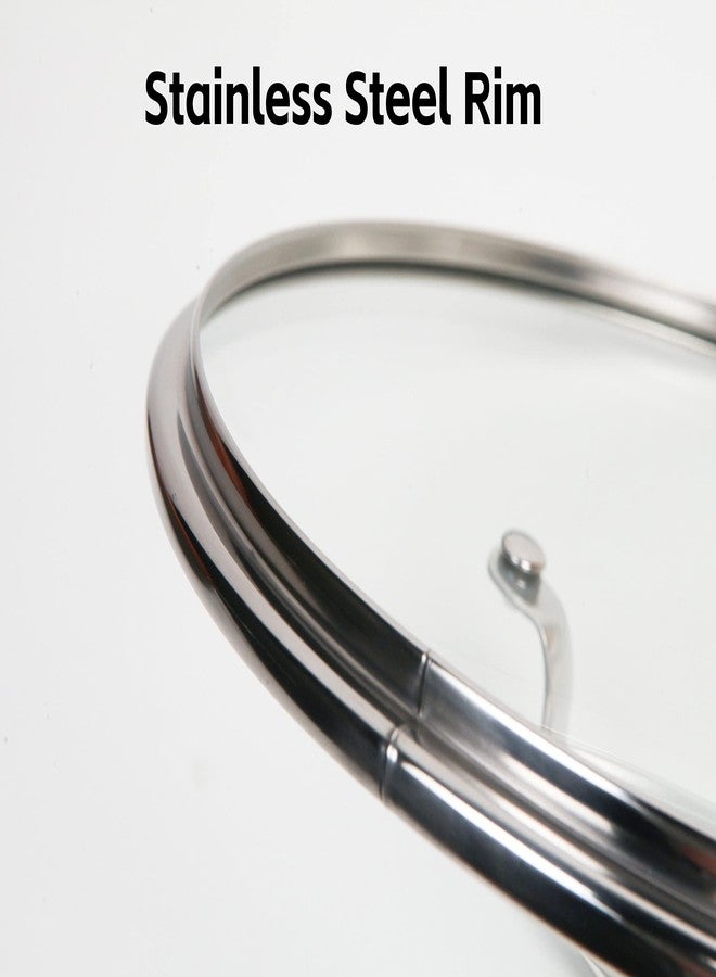 نيو ويف غطاء زجاجي مقوى بفتحات تهوية من نيوويف مقاس 11.5 بوصة، مقاوم للكسر، آمن للاستخدام في الفرن، آمن للاستخدام في غسالة الأطباق، حافة ومقبض من الفولاذ المقاوم للصدأ - Image 3