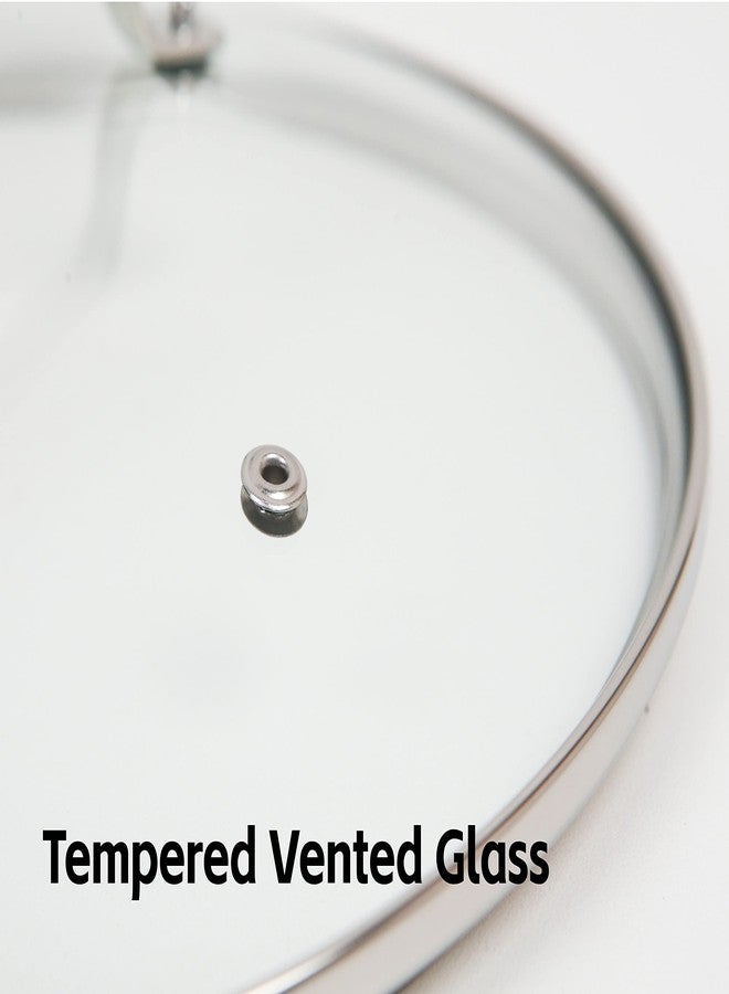 نيو ويف غطاء زجاجي مقوى بفتحات تهوية من نيوويف مقاس 11.5 بوصة، مقاوم للكسر، آمن للاستخدام في الفرن، آمن للاستخدام في غسالة الأطباق، حافة ومقبض من الفولاذ المقاوم للصدأ - Image 4