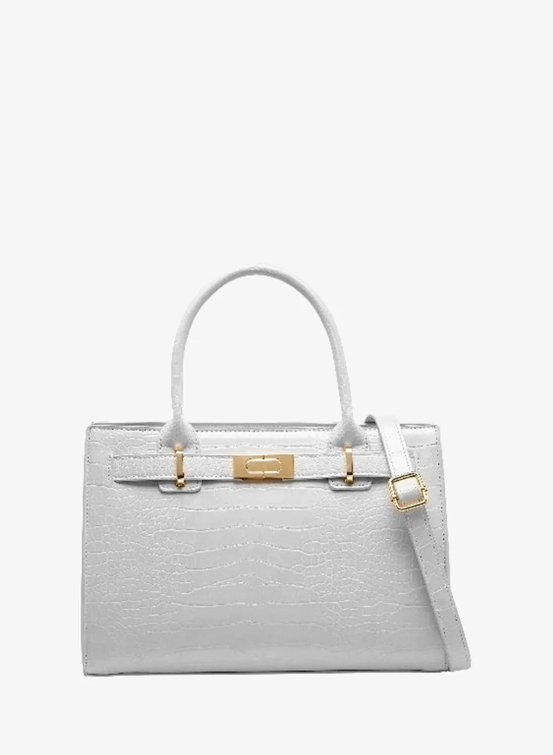 Sasha Sasha-Kodes-Tote bag W/structured design.top handles and gold tone clasp detail-White-Q3-SS26