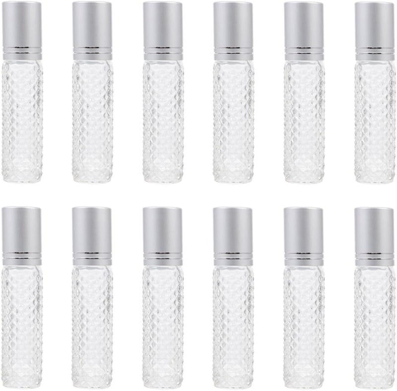 12pcs 10ml Glass Roller Bottles Refillable Empty Rollerball Bottles for Essential Oils Travel Subpackage with Non-slip Design - Image 1