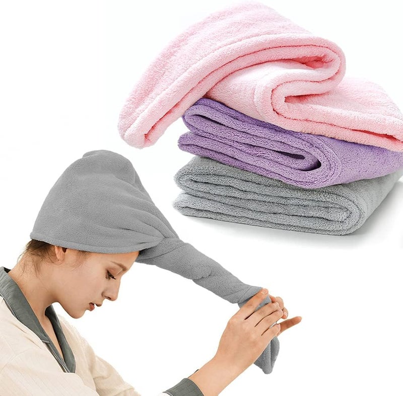 AYUS Microbiber Hair Towel/Wrap for Women Hair-Drying Bathrobe Magic Hair Warp Towel Super Quick-Drying Microfiber 500 GSM Hair Towel(Multi Color) Set of 4 - Image 3
