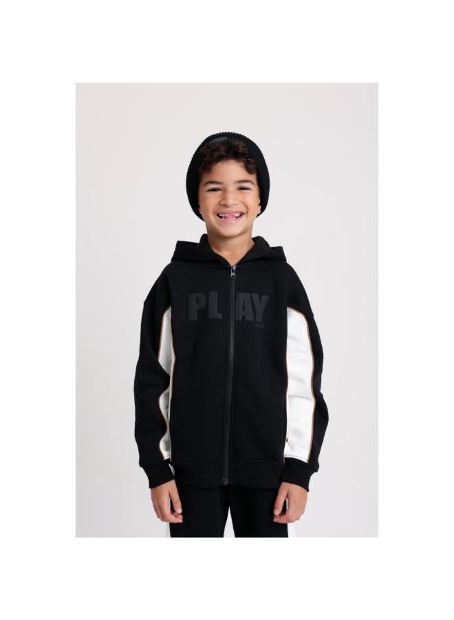 playmore Teens Cotton Hoodie – Black with “PLAY more” Print - Image 2