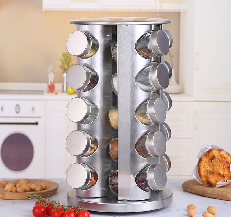 Delavala 20 Jar - Revolving Spice Tower/spice rack set for kitchen/kitchen storage organizer/masala container for kitchen/seasoning container set/stainless steel containers/kitchen accessories items - Image 2