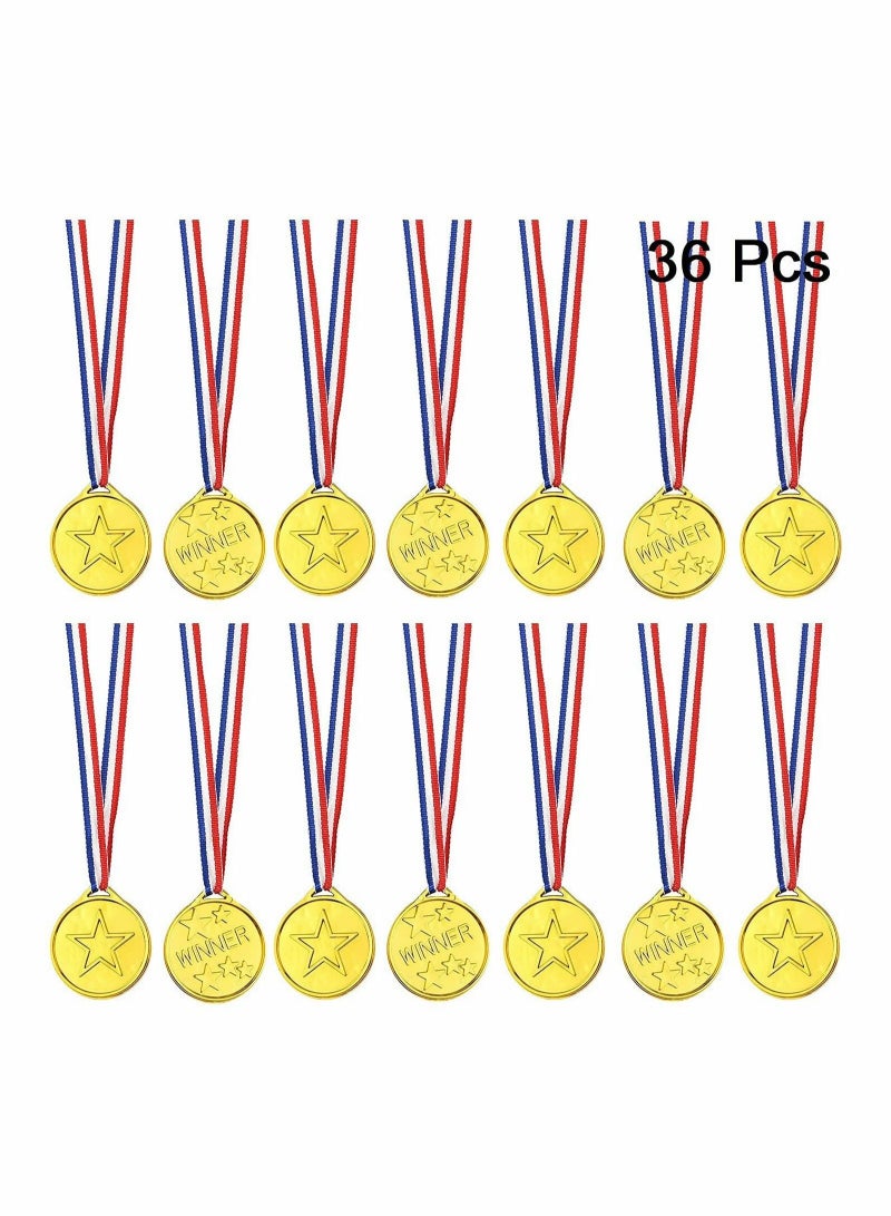 كابتن تيك Winner Medals, 36 Pcs Plastic Medals Gold Medals for Kids with Ribbon Sports Day Medals for Children Party Favor Decorations, Sports Competition Awards - Image 4
