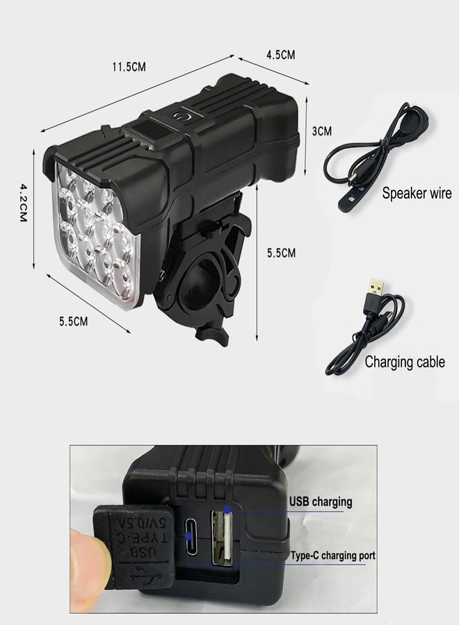 JINGYAN Bike Lights for Night Riding with Tail Light Set, 130dB Horn USB-C Rechargeable Bicycle Headlight, LCD Display, 5 Modes Waterproof for Road/Mountain Cycling - Image 2
